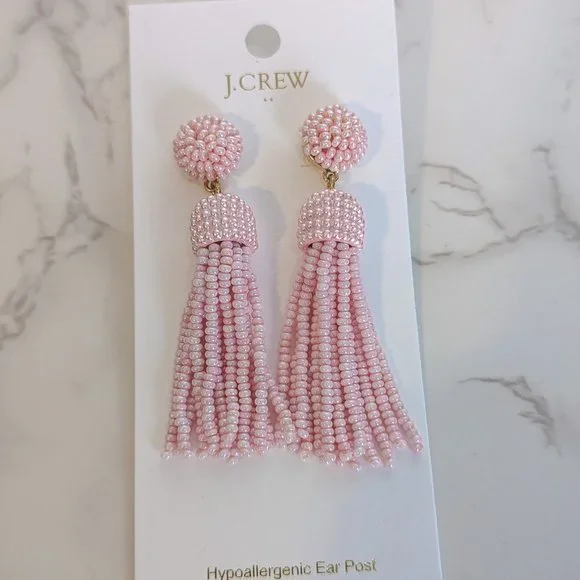 J.Crew Factory Beaded Tassel Drop Earrings - Picture 6 of 6